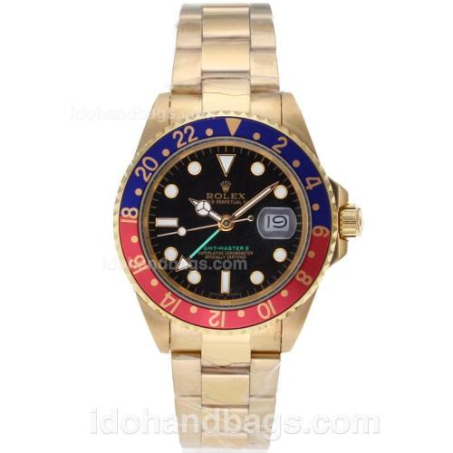 Rolex GMT-Master II Automatic Full Gold Red/Blue Bezel with Black Dial 61743
