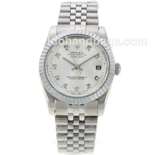 Rolex Datejust Automatic Diamond Markers with White Dial S/S-Sapphire Glass 130450