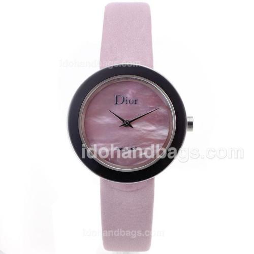 Dior Classic Pink MOP Dial with Leather Strap-Lady Size 65312