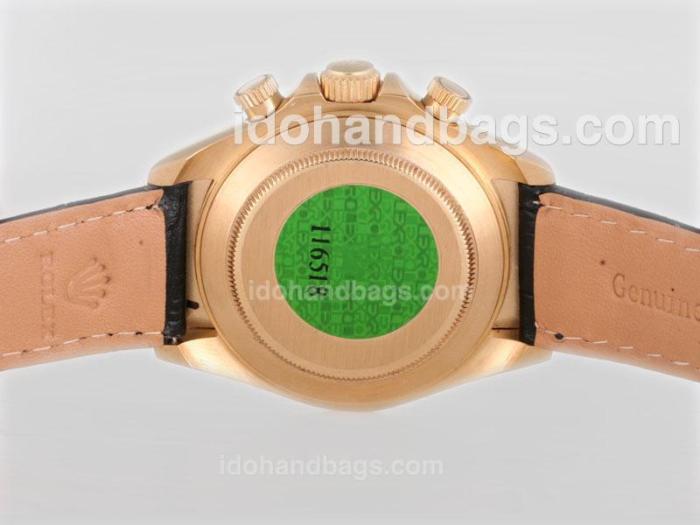 Rolex Daytona Chronograph Swiss Valjoux 7750 Movement Gold Case with Black Dial 11593