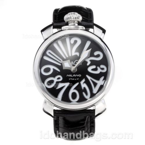 GaGa Milano with Black Dial-Leather Strap 203850