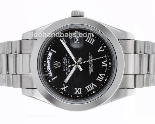Rolex Day-Date II Automatic Roman Markers with Black Dial 45274