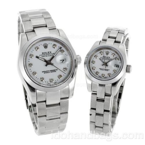 Rolex Datejust Automatic Diamond Markers with White Dial S/S-Sapphire Glass 116566