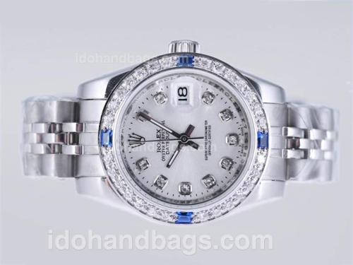 Rolex Datejust Automatic Blue Diamond Bezel with Silver Dial 24360