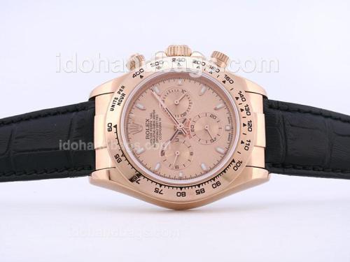 Rolex Daytona Chronograph Swiss Valjoux 7750 Movement Rose Gold Case with Golden Dial 29317