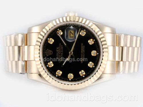 Rolex Datejust Automatic Full Gold with Black Dial-Diamond Marking 17493