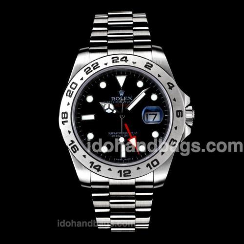 Rolex Explorer II GMT Automatic with Black Dial S/S-Same Structure as ETA Version-High Quality(Gift Box Included) 148494
