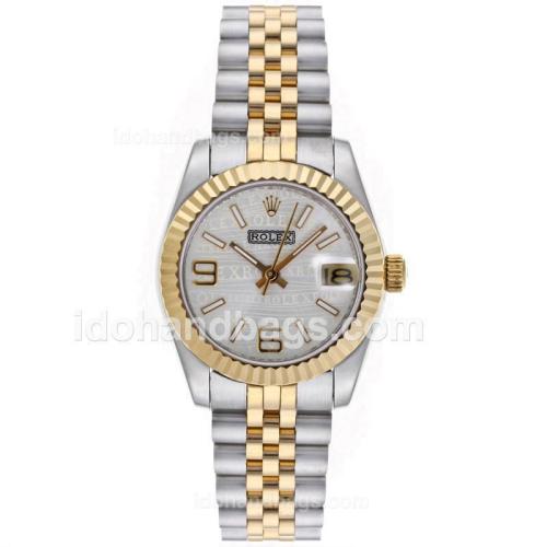 Rolex Datejust Automatic Two Tone with Silver Watermark Dial-Mid Size 64226