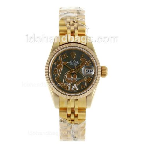 Rolex Datejust Automatic Full Gold Roman Markers with Mop Dial-Flowers Illustration 116740