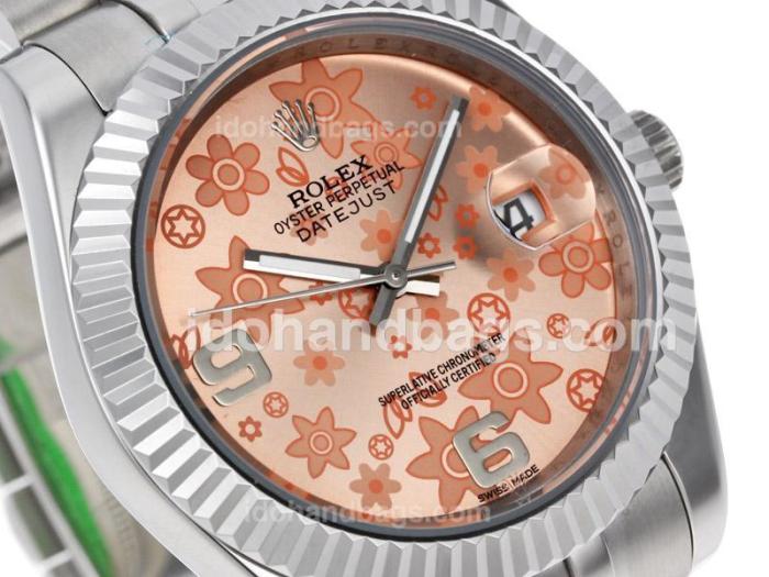 Rolex Datejust II Automatic Movement with Pink Floral Motif Dial 45282