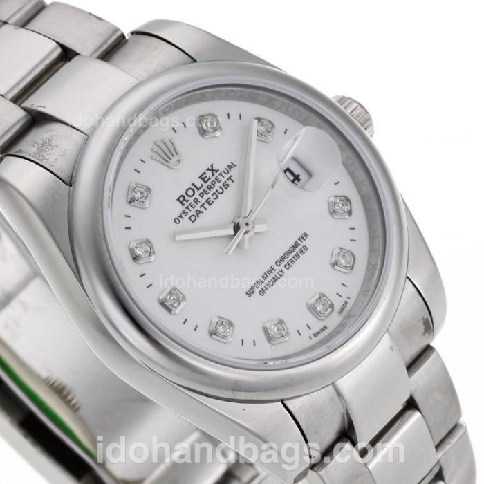 Rolex Datejust Automatic Diamond Markers with White Dial S/S-Sapphire Glass 87748