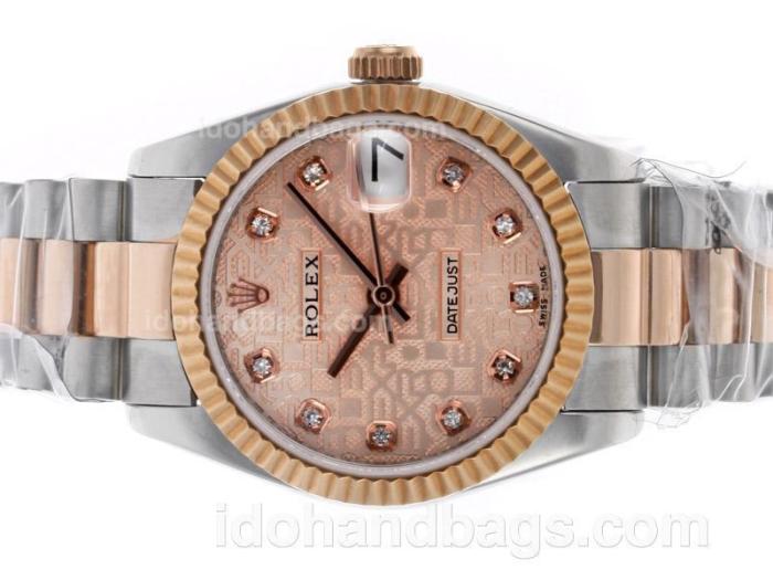 Rolex Datejust Automatic Two Tone Diamond Markers with Champagne Computer Dial-Same Structure as ETA Version-Mid Size 46140