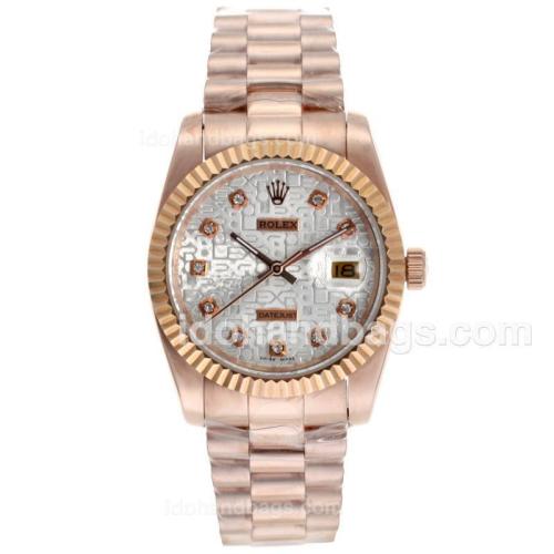 Rolex Datejust Automatic Full Rose Gold with Diamond Marking-Computer Dial 17944