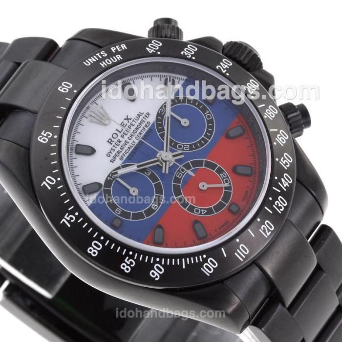 Rolex Daytona Chronograph Swiss Valjoux 7750 Movement Full PVD with White/Blue/Red Dial 61433