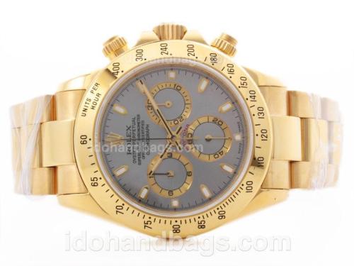 Rolex Daytona Chronograph Swiss Valjoux 7750 Movement Full Gold with Gray Dial -New Improved 29J Version 33182