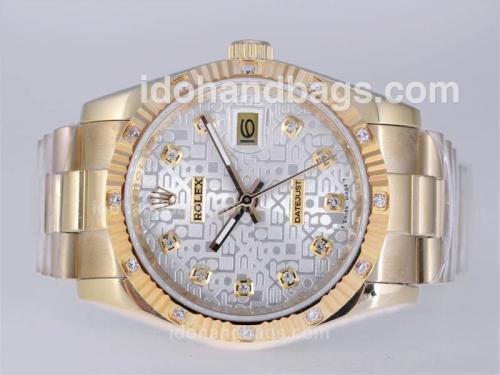 Rolex Datejust Automatic Full Gold Diamond Marking with Silver Computer Dial 24354
