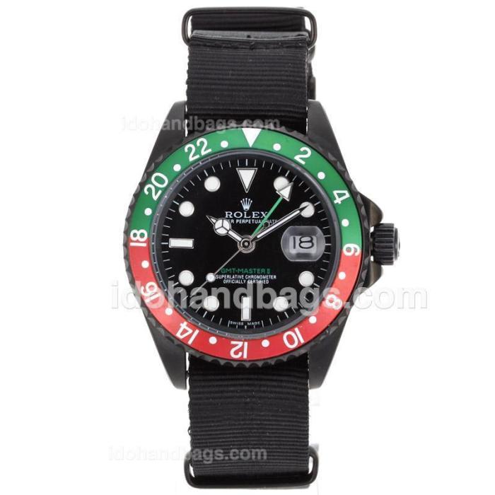 Rolex GMT-Master II Automatic PVD Case Red/Green Bezel with Nylon Strap 62011