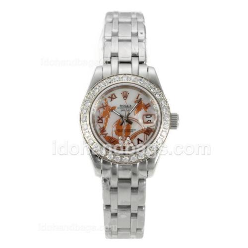 Rolex Masterpiece Automatic Diamond Bezel with White MOP Dial S/S-Flowers Illustration 125512
