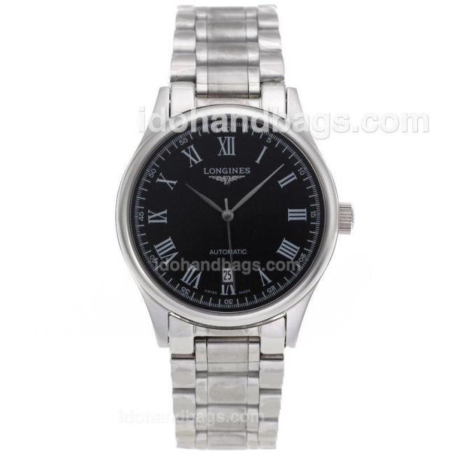 Longines Master Collection Automatic Roman Markers with Black Dial S/S-Sapphire Glass 82588