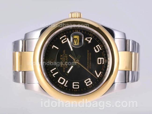 Rolex Datejust II Automatic Two Tone Number Marking with Black Dial-41MM Version 24334