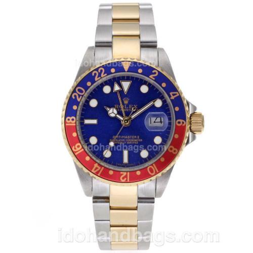 Rolex GMT-Master II Automatic Two Tone Red/Blue Bezel with Blue Dial 61748