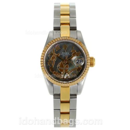 Rolex Datejust Automatic Two Tone Roman Markers with MOP Dial-Flowers Illustration 116730
