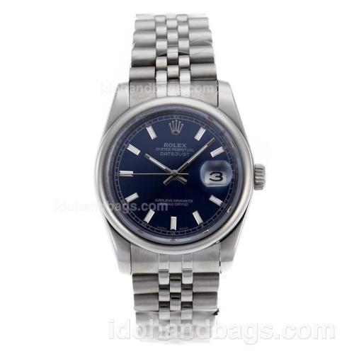 Rolex Datejust Automatic Stick Markers with Blue Dial-Sapphire Glass 68357