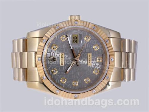 Rolex Datejust Automatic Full Gold Diamond Marking with Gray Computer Dial 24349