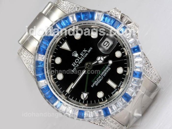 Rolex GMT-Master II Automatic Diamond Bezel with Black Dial-New Version 14451