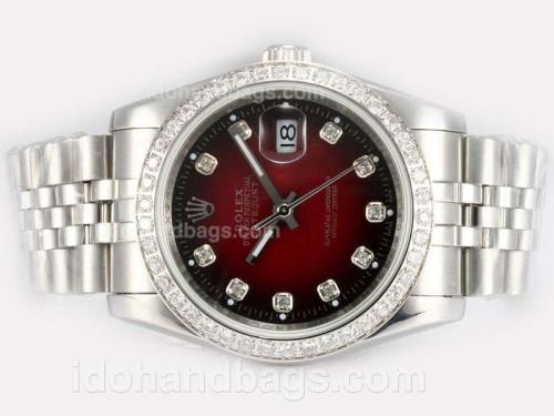 Rolex Datejust Automatic Diamond Bezel and Marking with Red Dial 17498