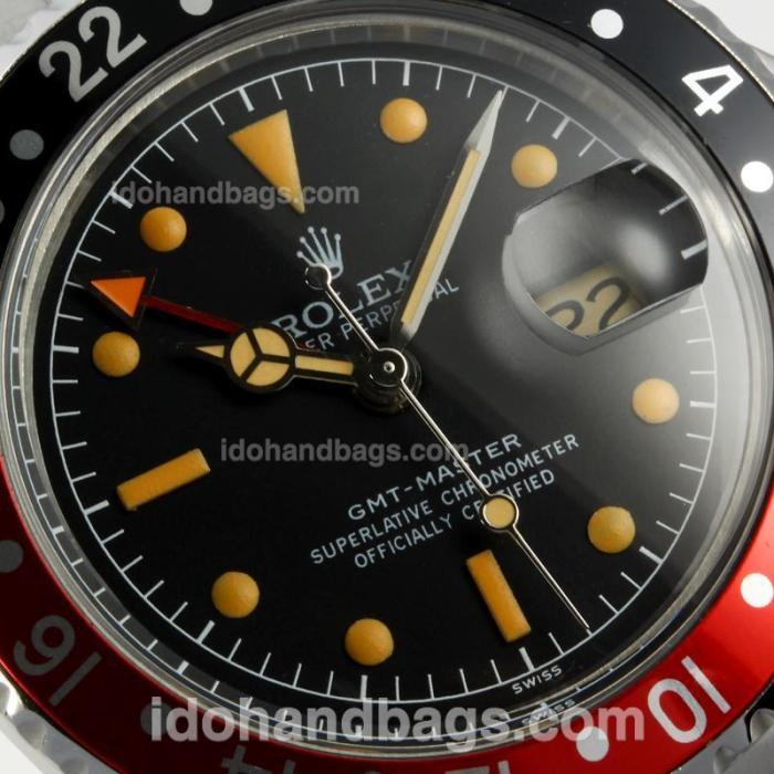 Rolex GMT-Master Swiss ETA 2836 Movement Vintage Edition Orange Markers with Black Dial S/S-Rivet Strap 126790