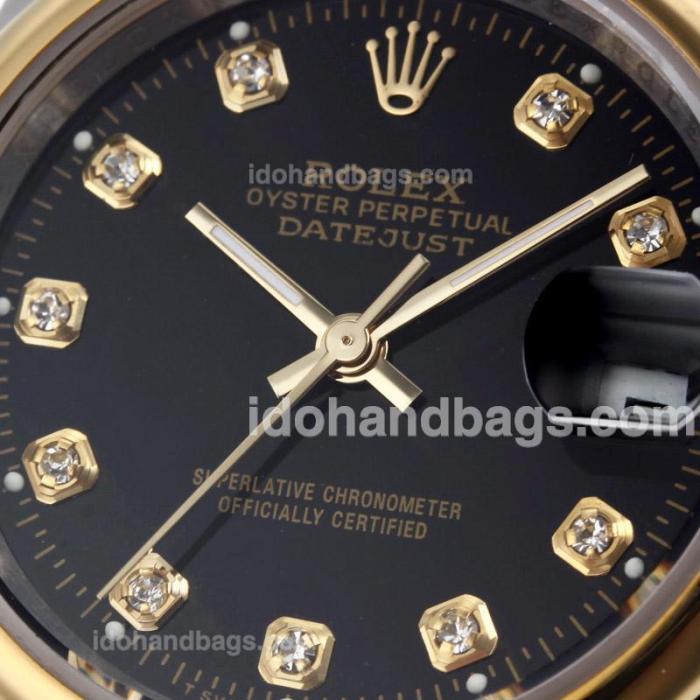 Rolex Datejust Automatic Two Tone Diamond Marking with Black Dial-Sapphire Glass 72719