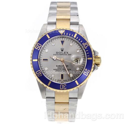 Rolex Submariner Swiss ETA 2836 Movement 14K Wrapped Gold -Two Tone Case with Gary Dial and Diamond Markers 53318