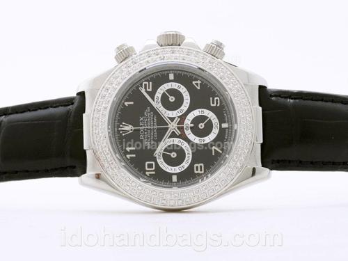 Rolex Daytona Working Chronograph Black Dial Arabic Numerals with Diamond Bezel - Sapphire Glass 29879