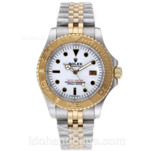 Rolex Yacht-Master Automatic Two Tone Black Markers with White Dial 61762