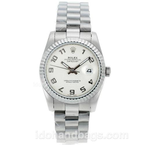 Rolex Datejust Automatic Number Markers with White Computer Dial S/S 72415