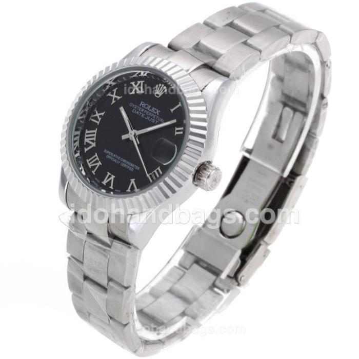Rolex Datejust Automatic Roman Markers With Black Dial S/S 87828