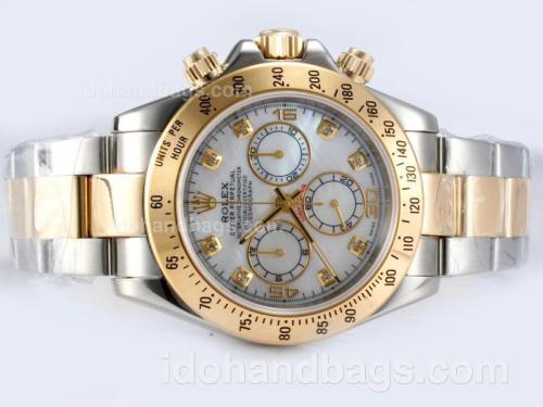 Rolex Daytona Cosmograph Chronograph Swiss Valjoux 7750 Movement Two Tone with MOP Dial 15007