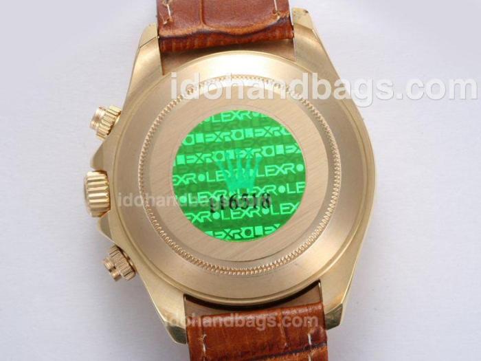 Rolex Daytona Chronograph Swiss Valjoux 7750 Movement Full Gold with Diamond Bezel-White Dial 11578