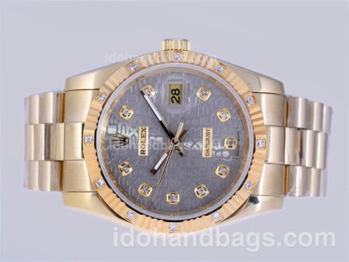 Rolex Datejust Automatic Full Gold Diamond Marking with Gray Computer Dial 24352