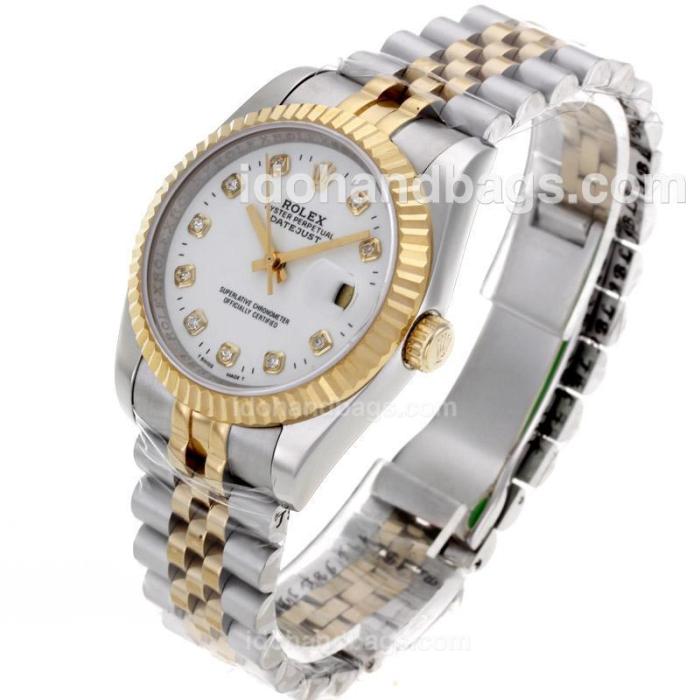Rolex Datejust Automatic Two Tone Diamond Markers with White Dial-Sapphire Glass 87752