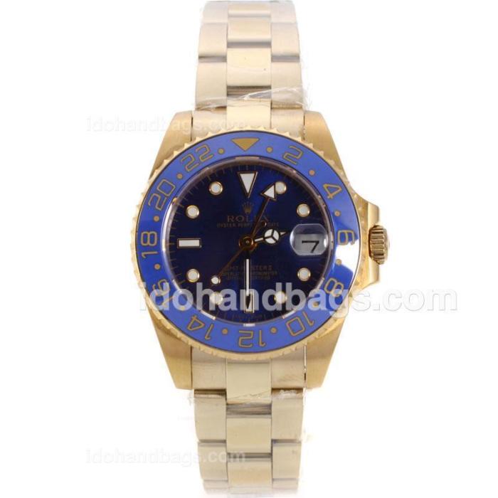 Rolex GMT-Master II Automatic Full Yellow Gold with Blue Bezel and Dial-Sapphire Glass 139522