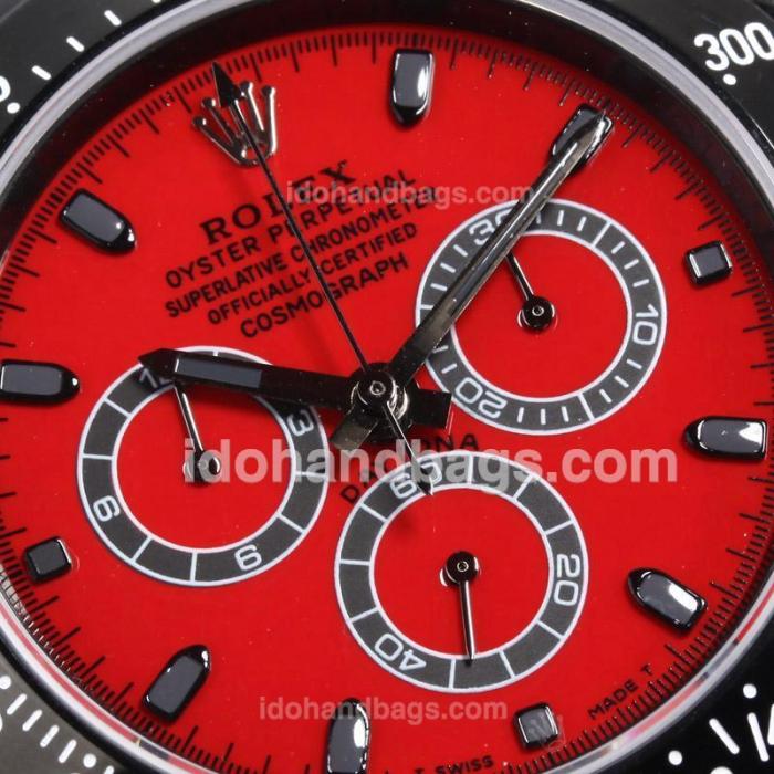 Rolex Daytona II Chronograph Swiss Valjoux 7750 Movement Full PVD Stick Markers with Red Dial 89728