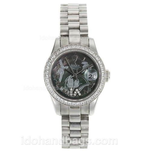 Rolex Datejust Automatic Diamond Bezel Roman Markers with MOP Dial-Flowers Illustration 116246