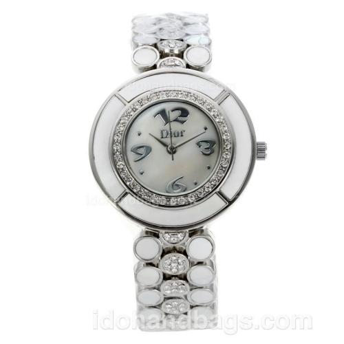 Dior Crystal Collection with MOP Dial S/S-Diamond and Ceramic Details 135428