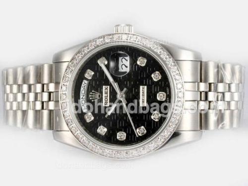 Rolex Day-Date Automatic Diamond Bezel and Marking with Black Computer Dial 18486