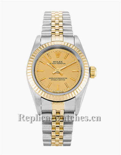 Rolex Lady Oyster Perpetual Gold Dial 24MM 76193