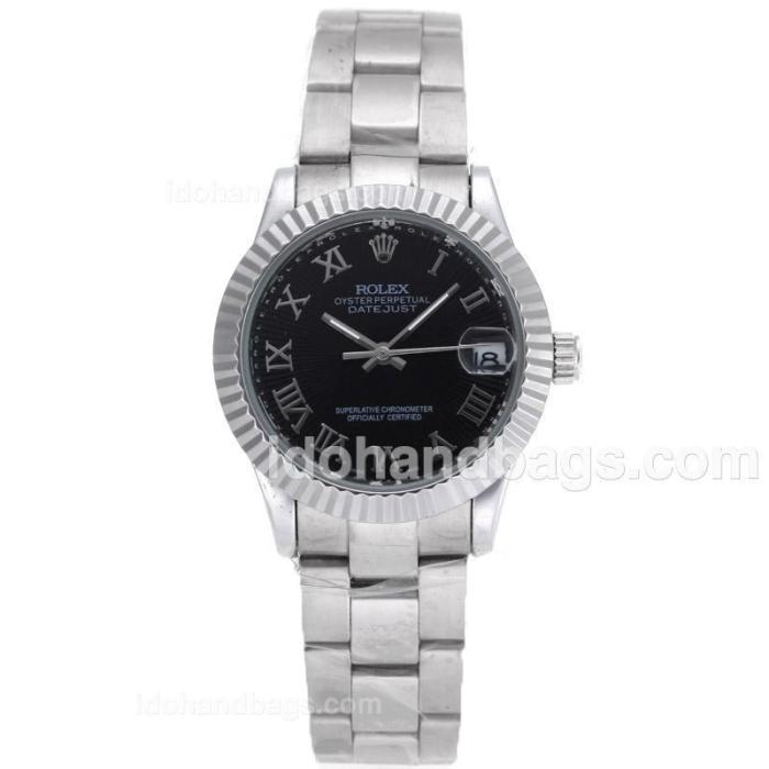Rolex Datejust Automatic Roman Markers With Black Dial S/S 87828