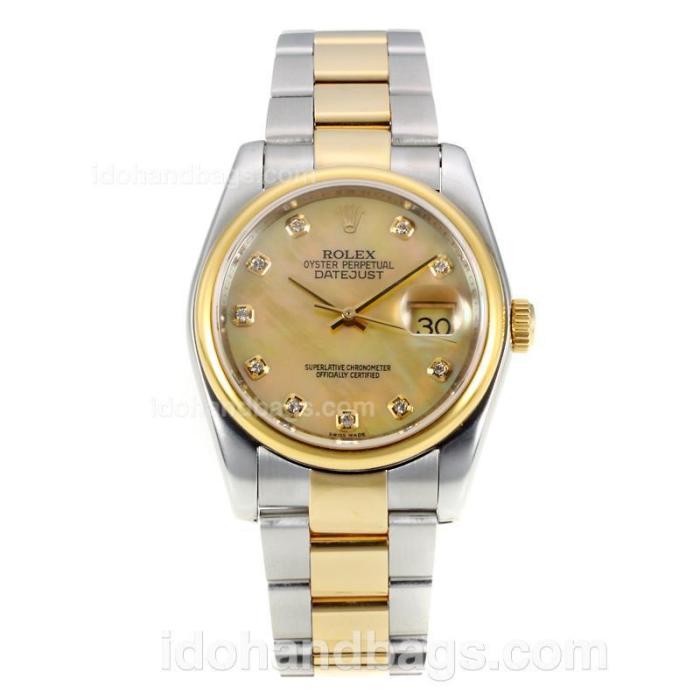 Rolex Datejust Automatic Two Tone Diamond Markers with MOP Dial-Same Chassis as ETA Version 175894