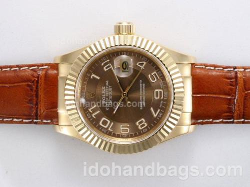 Rolex Datejust Automatic Gold Case with Brown Dial New Version 12590